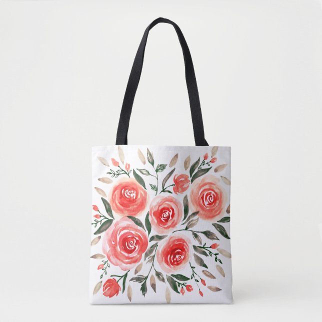 Tote Bag Aquarelle de rose féminin Illustration florale (Devant)
