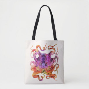 Tote Bag Aquarelle de teinture d'octopus Vintage rétro vio