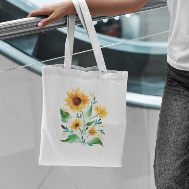 Tote Bag Aquarelle de tournesol (Créateur téléchargé)