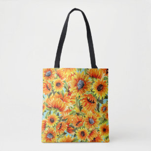 Tote Bag Aquarelle de tournesol : Illustration transparente