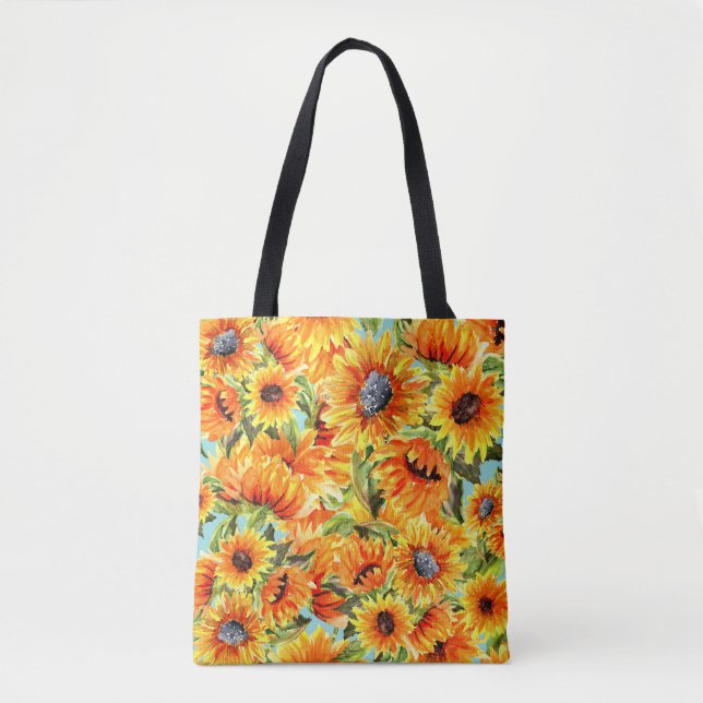 Tote Bag Aquarelle de tournesol : Illustration transparente (Devant)