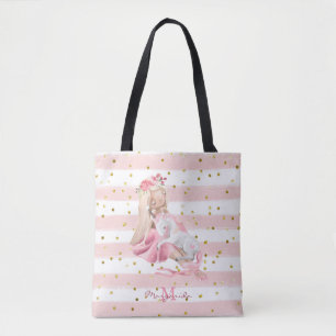 Tote Bag Aquarelle délicate Ballerina et bébé Unicorne 