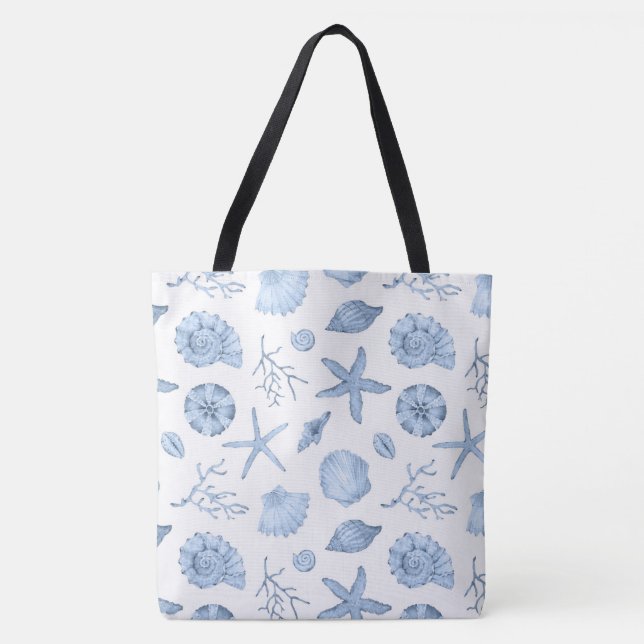 Tote Bag Aquarelle des coques bleues (Devant)