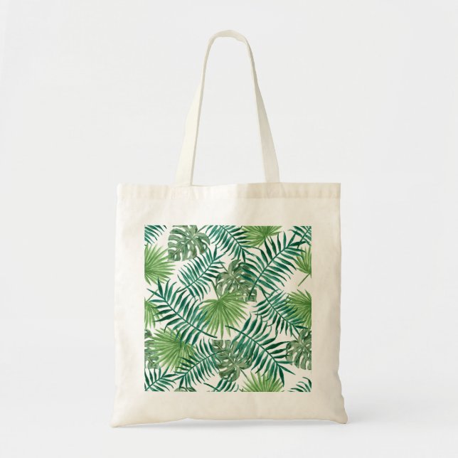 Tote Bag Aquarelle des Feuilles de palmiers tropicaux (Devant)