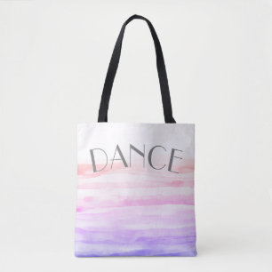 Tote Bag aquarelle design rose et violet danse artistique
