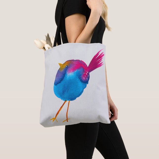 Tote Bag Aquarelle d'oiseau bleu (De près)