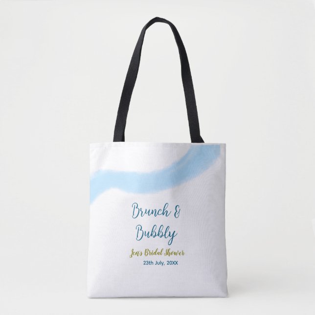 Tote Bag aquarelle dorée bleue bulleuse et brunch mariage (Devant)