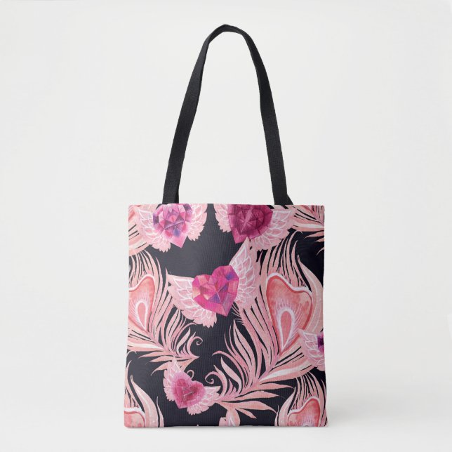 Tote Bag Aquarelle douce et transparente Motif de Valentine (Devant)