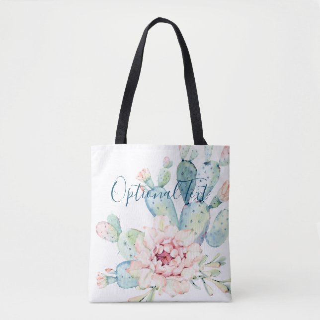 Tote Bag Aquarelle douce Pastel Blooming Cactus (Devant)
