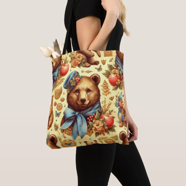 Tote Bag Aquarelle d'ours Vintage (De près)