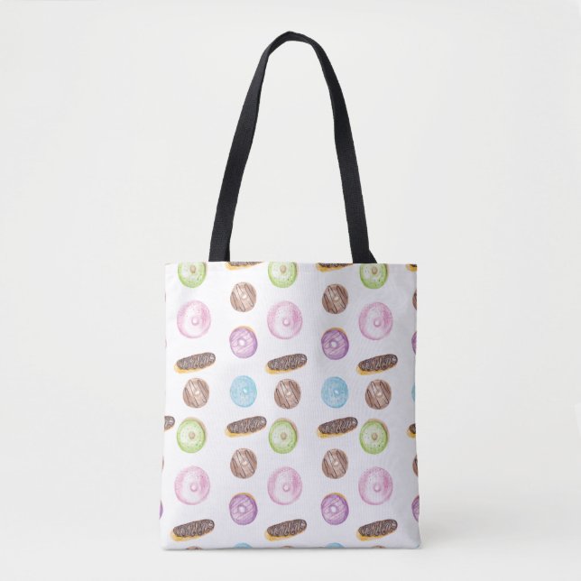 Tote Bag Aquarelle Eclair Donuts Fun Whimiscal Sweet (Devant)