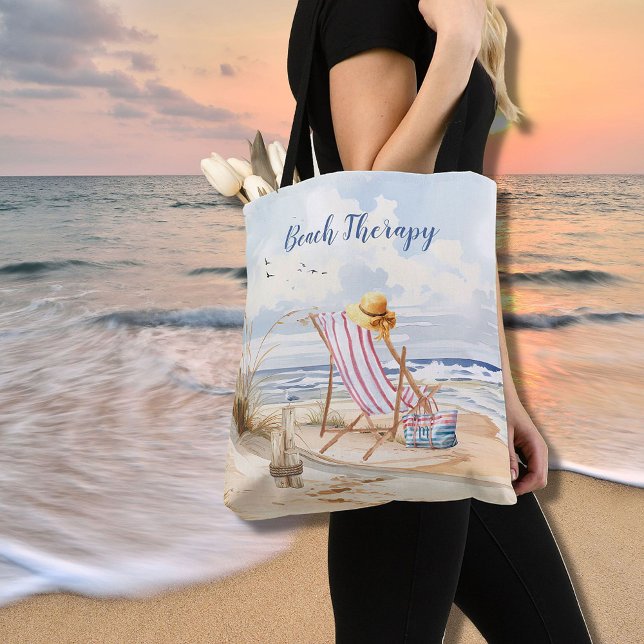 Tote Bag Aquarelle élégant Plage Ocean Sand Personnaliser (Créateur téléchargé)