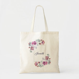 Tote Bag Aquarelle élégante couronne florale