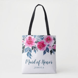 Tote Bag Aquarelle Élégante Florale Maid Of Honor