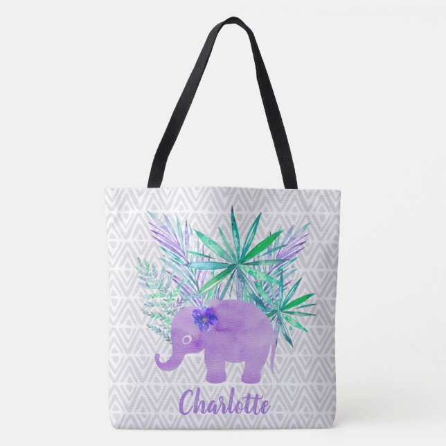 Tote Bag Aquarelle Elephant Jungle Shibori Primitive (Devant)