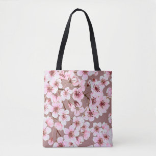 Tote Bag Aquarelle en motif transparent en fleur de cerisie