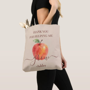 Tote Bag Aquarelle Enseignant Apple - Cadeau Merci