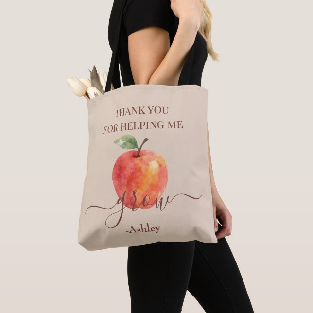 Tote Bag Aquarelle Enseignant Apple - Cadeau Merci (De près)