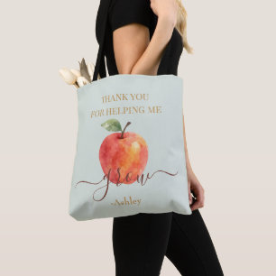 Tote Bag Aquarelle Enseignant Apple - Cadeau Merci