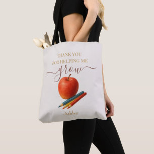 Tote Bag Aquarelle Enseignant Apple - Cadeau Merci