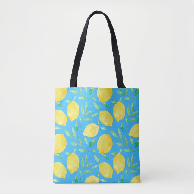 Tote Bag Aquarelle Esquisse Citrons Conception transparente (Devant)