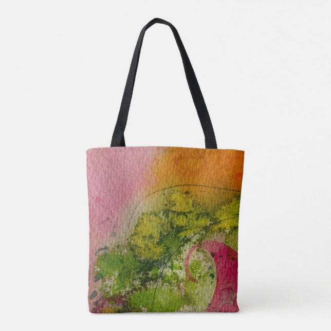 Tote Bag Aquarelle Et Encre Art Impressionniste Abstrait (Dos)