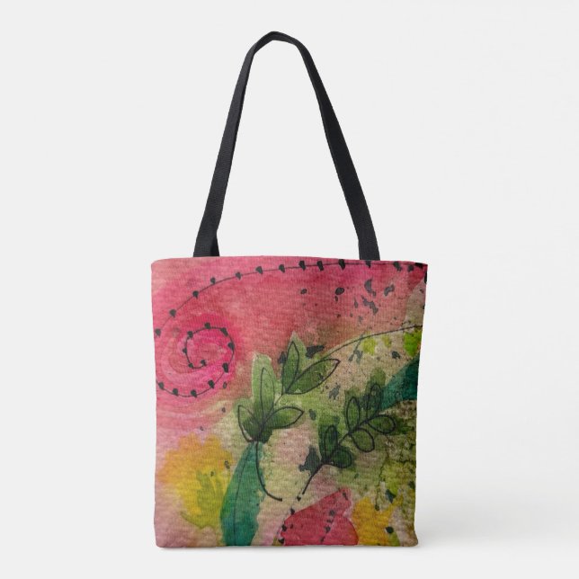 Tote Bag Aquarelle Et Encre Impressionnisme Abstrait Art (Dos)