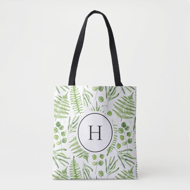 Tote Bag Aquarelle et Motif d'Eucalyptus (Devant)