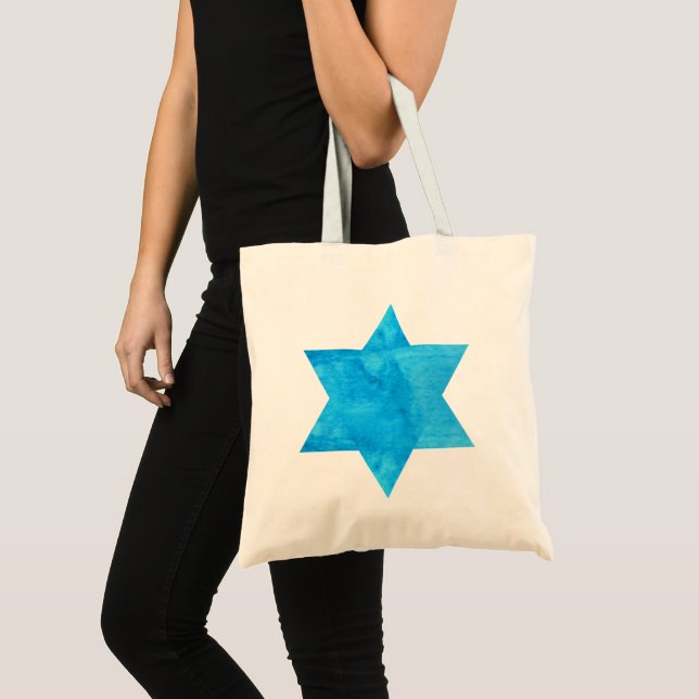 Tote Bag aquarelle Étoile bleue de David (Devant (produit))
