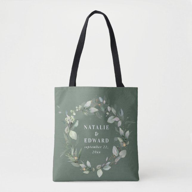 Tote Bag Aquarelle eucalyptus élégante fête de mariage (Devant)