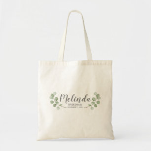 Tote Bag Aquarelle Eucalyptus Nom de Demoiselle d'Honneur P
