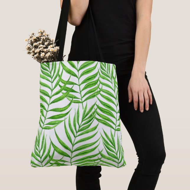 Tote Bag Aquarelle feuille de palme (De près)