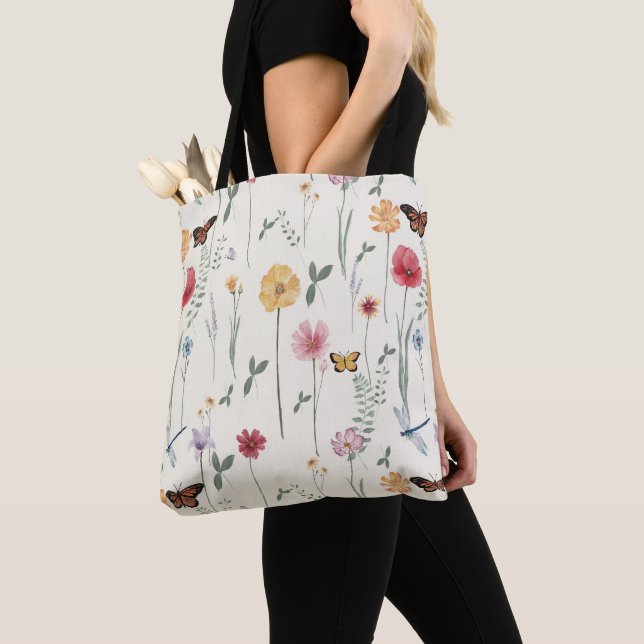 Tote Bag Aquarelle Fleur sauvage Florale (De près)