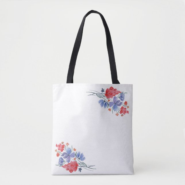 Tote Bag Aquarelle, fleurs. (Devant)