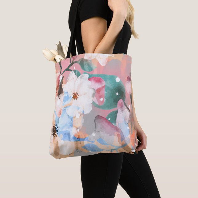 Tote Bag Aquarelle Fleurs Abstraites 1 (De près)