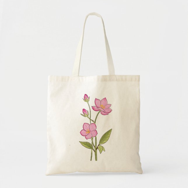 Tote Bag Aquarelle Fleurs roses peintes à la main (Devant)