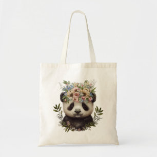 Tote Bag Aquarelle Floral Baby Panda Cute