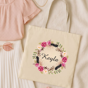 Tote Bag Aquarelle Floral Bourgogne Mariage Bridesmaid