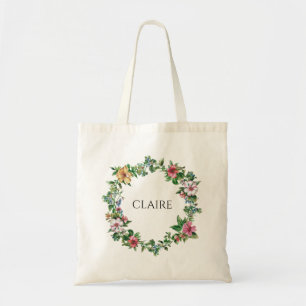Tote Bag Aquarelle Floral Wreath Personnalisée