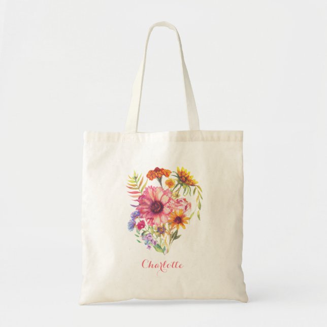 Tote Bag Aquarelle florale (Devant)