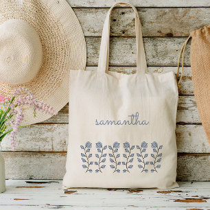 Tote Bag Aquarelle florale Cadeaux préférés (bleu)