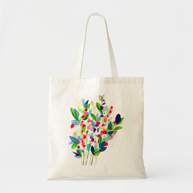Tote Bag Aquarelle florale colorée abstraite (Devant)