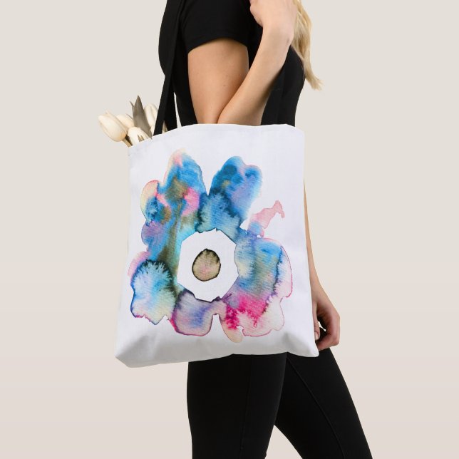 Tote Bag Aquarelle florale dessinée main art abstrait (De près)