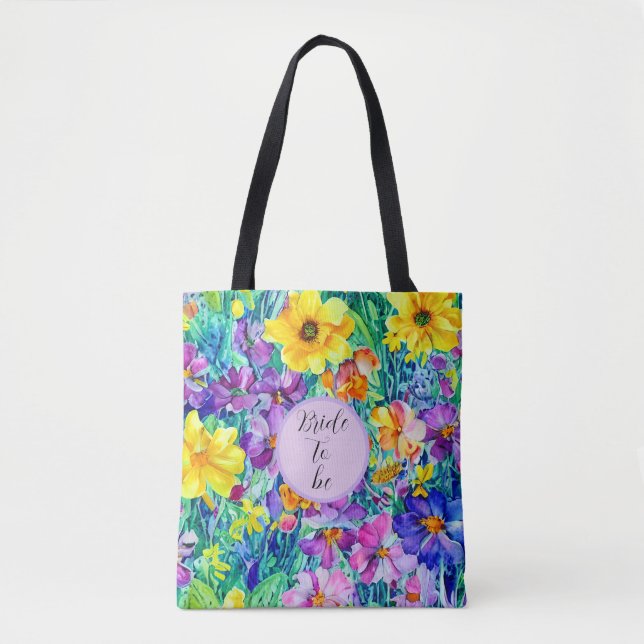Tote Bag Aquarelle Florale Élégante Pour Mariée Moderne (Devant)