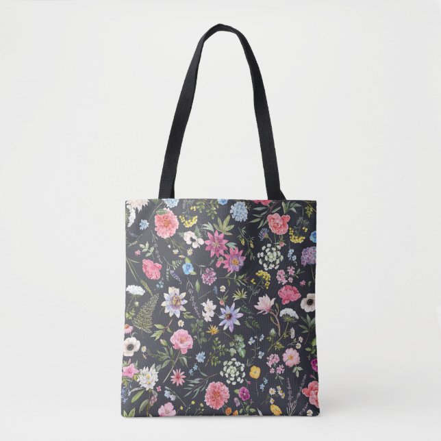 Tote Bag Aquarelle Florale : Motif d'été doux. (Devant)