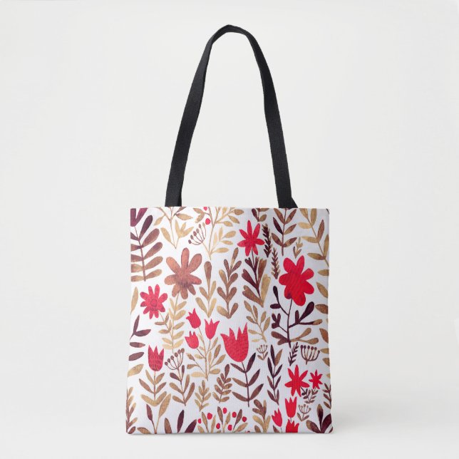 Tote Bag Aquarelle florale motif sans couture. Bateau à mai (Devant)