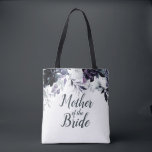 Tote Bag Aquarelle florale nocturne mère de la mariée<br><div class="desc">Aquarelle florale Nocturne Design de fleurs luxuriantes avec tiges peintes à la main, vignes, Feuilles, Feuillage, Aquarelle Peinture à l'eau Brush Strokes. Bleu de marine coloré, bleu Duché, gris foncé presque noir, et des touches de rose mauve. Avec des éléments de ligne tracée à la main, des polices Tourbillonnant de...</div>