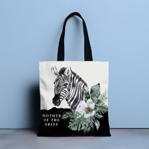 Tote Bag Aquarelle Florale Zèbre Sauvage Mère de la Mariée