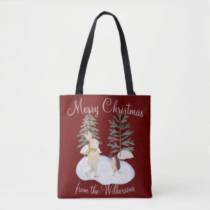 Tote Bag Aquarelle Forêt de patinage sur glace Animaux en B