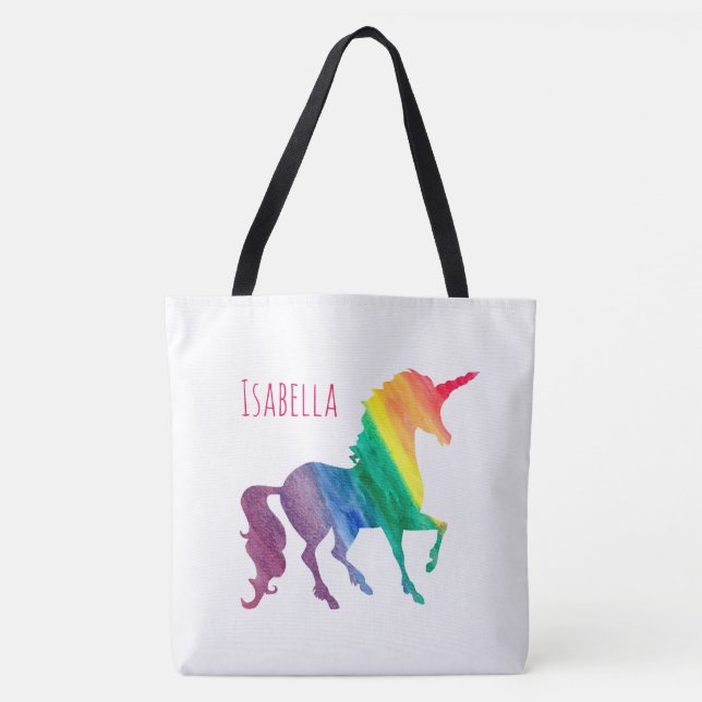 Tote Bag Aquarelle fraîche personnalisée de licorne (Devant)